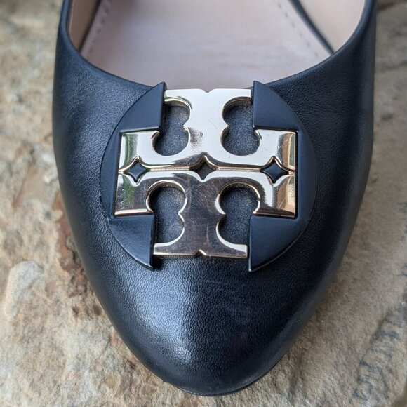 Tory Burch Black Wedges with Gold Accent Size 7 - Picture 6 of 6